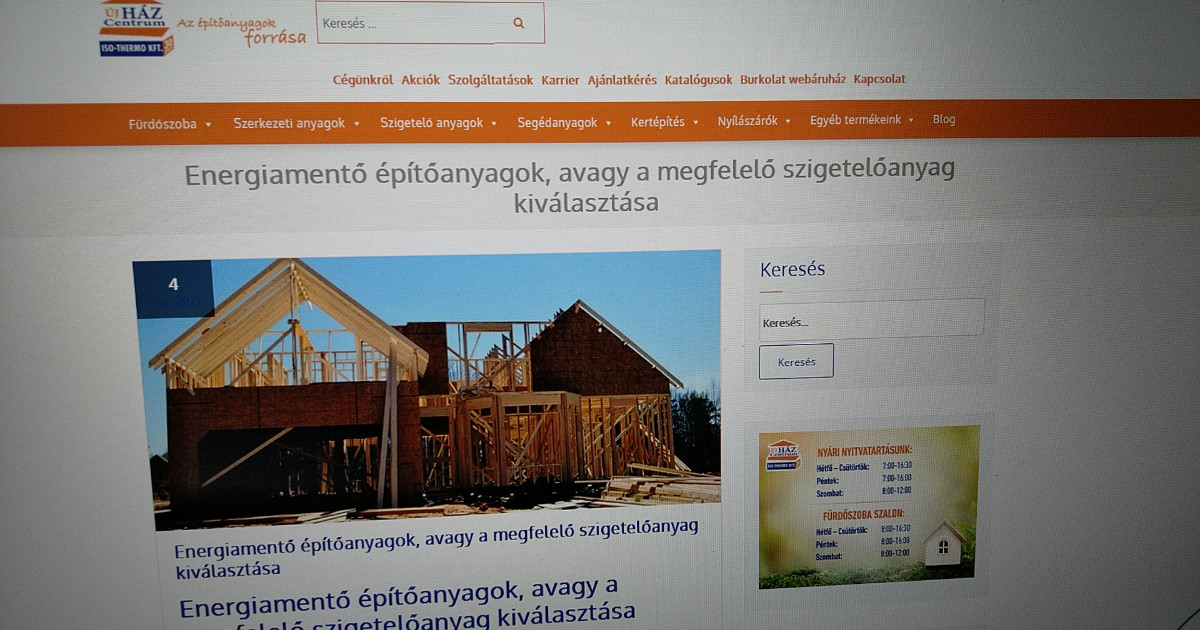 Energiamentő építőanyagok