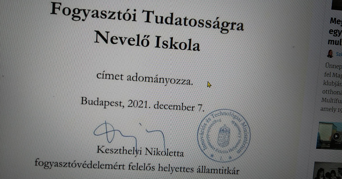 Fogyasztói Tudatosságra Nevelő Iskola lett a paksi szakképző iskola