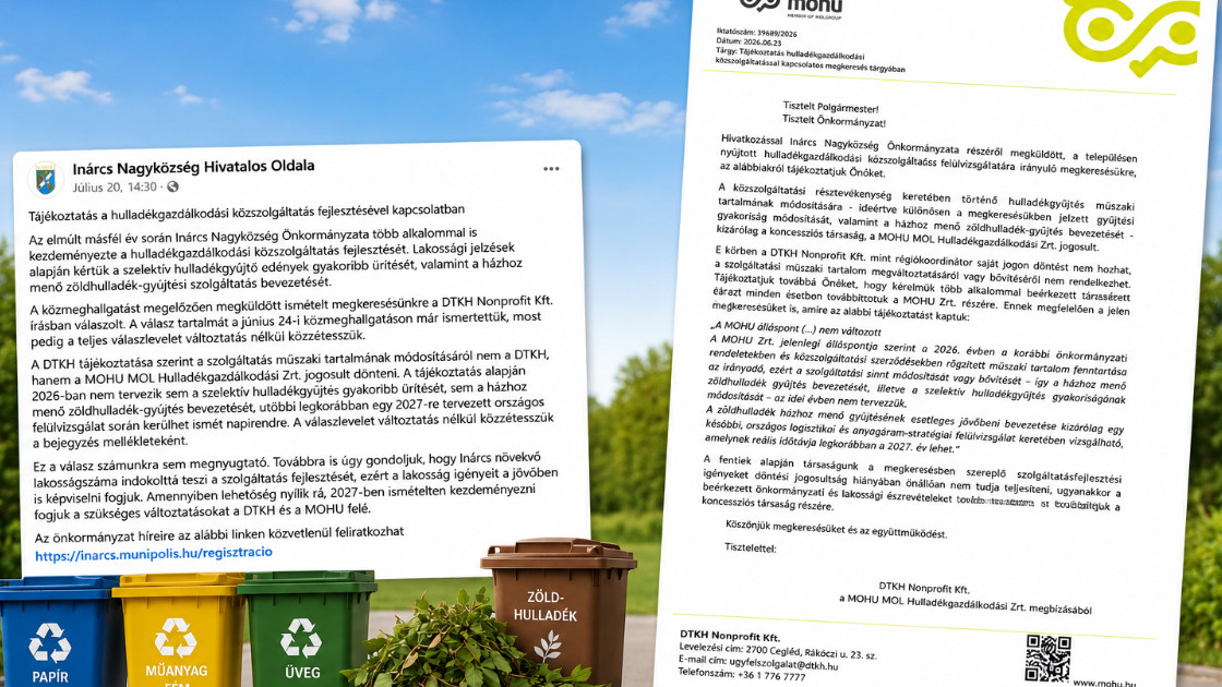 Inárcs hiába kérte: 2026-ban sem változik a hulladékszállítás rendje