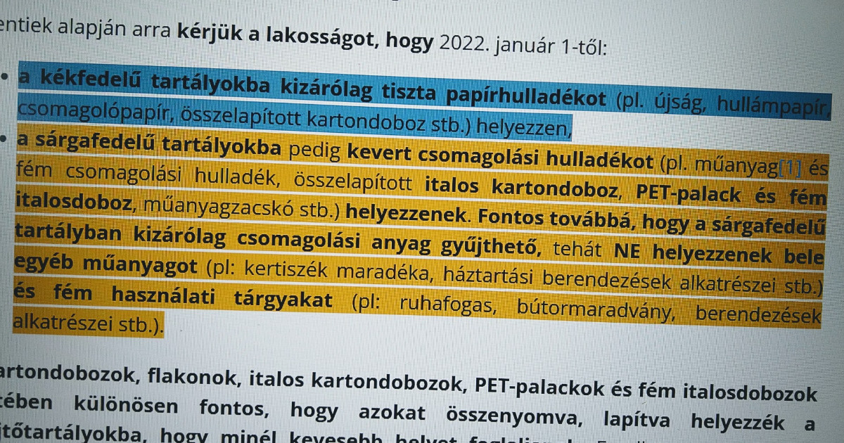 Január 1-től változik a szelektív hulladékgyűjtés Budapesten