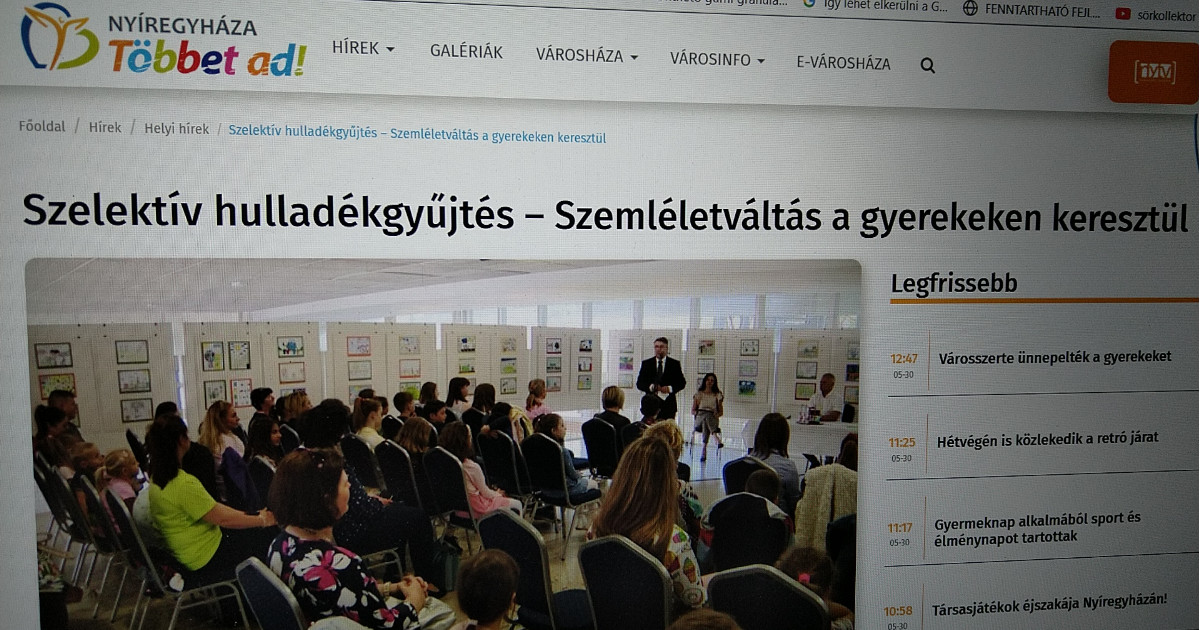 Szelektív hulladékgyűjtés népszerűsítése Nyíregyházán (VIDEÓ)