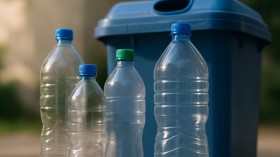 PET műanyag palackok külön gyűjtőedényben szelektív gyűjtéshez