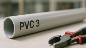PVC cső jelöléssel közelről, látható a "PVC 3" felirat